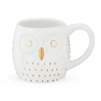 Pinky Up Olivia Ceramic Owl Mug In White
