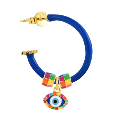 Pinnole Women's Blue Gold Keep An Eye Out Earring Mix