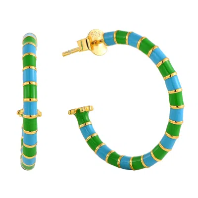 Pinnole Women's Blue / Green Gold Green & Celeste Earrings In Multi