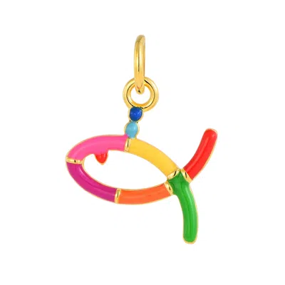 Pinnole Women's Gold Fish 'n Love Charm In Multi