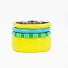 Pinnole Women's Green / Blue / Yellow Sunflowers On Seaside Ring Stack