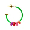Pinnole Women's Green Gold Caterpillar Earring Mix In Brown