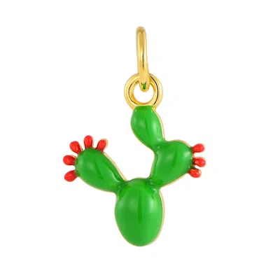 Pinnole Women's Green Gold Prickly Pear Charm