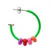 Pinnole Women's Green / Pink / Purple Caterpillar Earring Mix