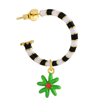 Pinnole Women's Green / White / Black Gold Lucky You Earring Mix In Burgundy