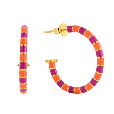 Pinnole Women's Orange / Purple Gold Orange & Purple Earrings In Multi