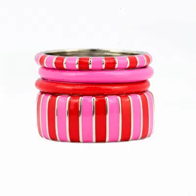 Pinnole Women's Pink / Purple / Red I'm In Love Ring Stack