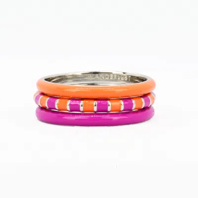 Pinnole Women's Pink / Purple / Yellow From Dusk Till Dawn Thin Ring Stack