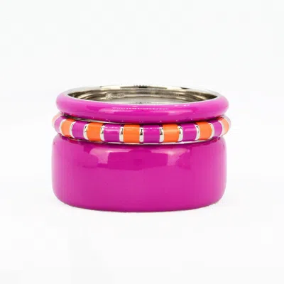 Pinnole Women's Pink / Purple / Yellow Laughing In The Purple Ring Stack