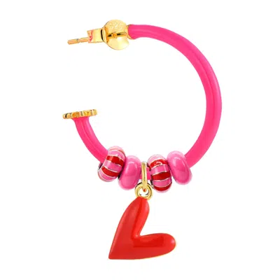 Pinnole Women's Pink / Red Gold I'm In Love Earring Mix