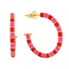 Pinnole Women's Pink / Red Gold Pink & Red Earrings In Brown