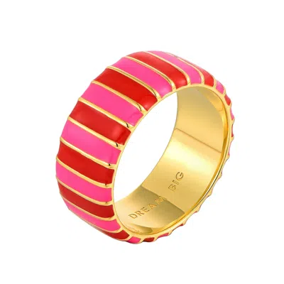 Pinnole Women's Pink / Red Gold Pink & Red Thick Ring