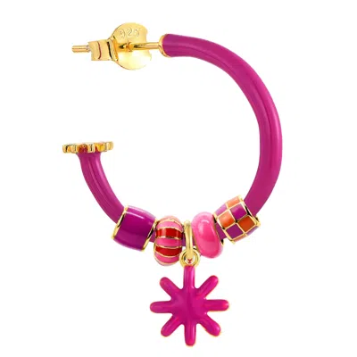 Pinnole Women's Purple / Orange Gold Play Now Earring Mix In Pink