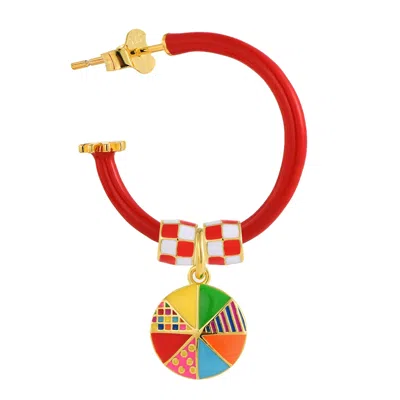 Pinnole Women's Red Gold Take A Chance On Myself Earring Mix
