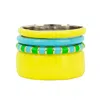 Pinnole Women's Yellow / Blue Gold Sunflower On A Seaside Ring Stack In Brown