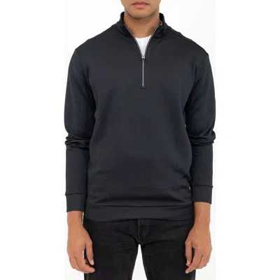 Pino By Pinoporte Casual Quarter Zip Pullover Sweater In Black