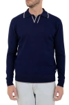 Pino By Pinoporte Johnny Collar Long Sleeve Wool Polo In Navy