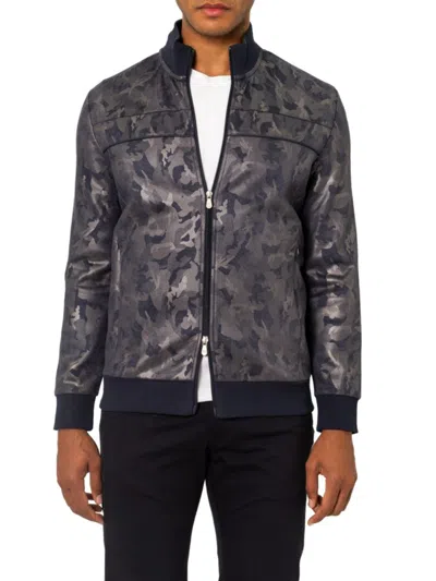 Pino By Pinoporte Roberto Metallic Camo Track Jacket In Navy