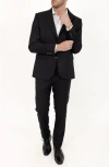 Pino By Pinoporte Solid Stretch Wool Suit In Black