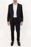 Pino By Pinoporte Solid Stretch Wool Suit In Black