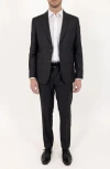 Pino By Pinoporte Solid Stretch Wool Suit In Charcoal
