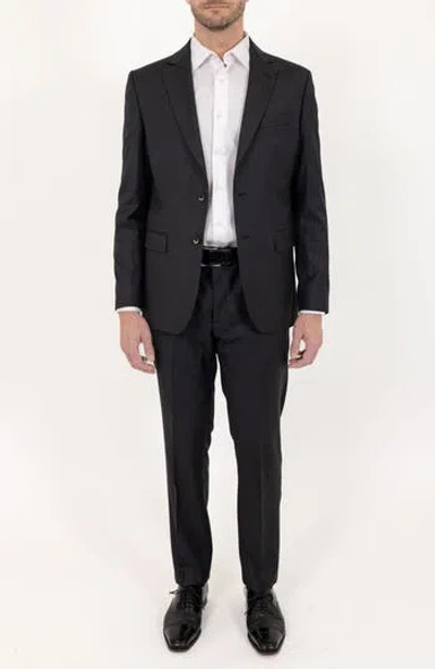 Pino By Pinoporte Solid Stretch Wool Suit In Charcoal
