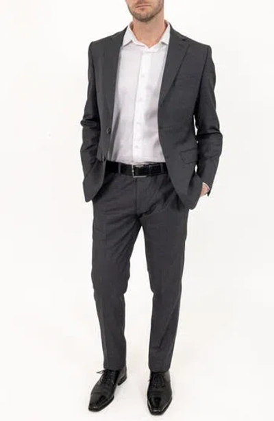 Pino By Pinoporte Solid Stretch Wool Suit In Grey
