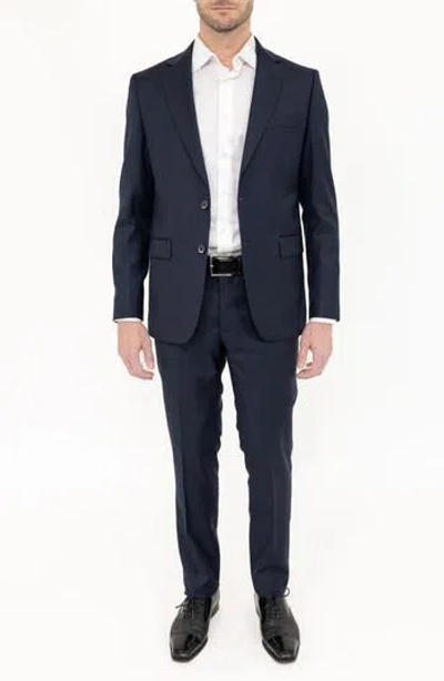 Pino By Pinoporte Solid Stretch Wool Suit In Navy