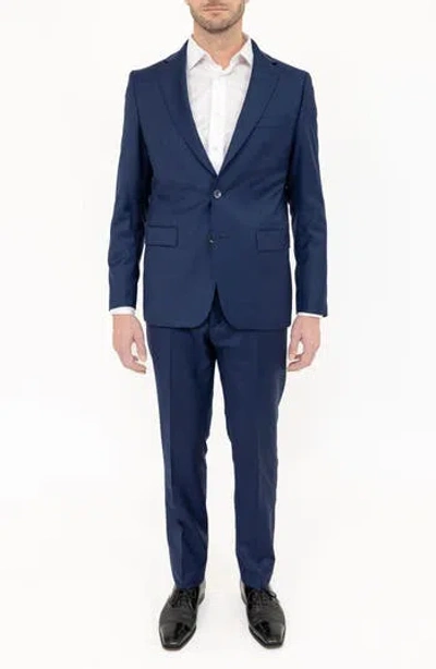 Pino By Pinoporte Solid Stretch Wool Suit In Royal Blue