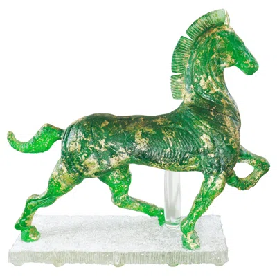 Pre-owned Pino Signoretto Horse Sculpture Green Murano Glass,  And Seguso Vetri D'arte