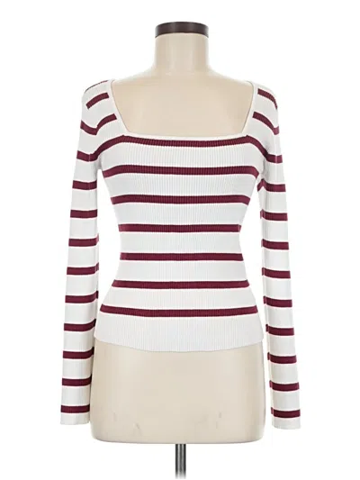 Pre-owned Pinque Long Sleeve Top Burgundy Square Neckline Tops