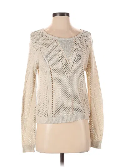 Pre-owned Pins And Needles Long Sleeve Top Ivory Square Neckline Tops In White