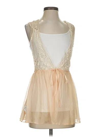 Pre-owned Pins And Needles Sleeveless Top Ivory Plunge Neckline Tops In White