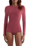 Pinsy Butter Sculpt Long Sleeve Bodysuit In Dark Cherry