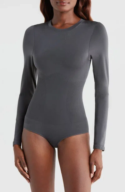 Pinsy Butter Sculpt Long Sleeve Bodysuit In Grey