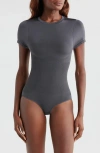 Pinsy Butter Sculpt Short Sleeve Bodysuit In Grey
