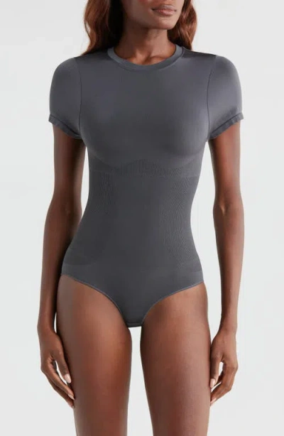 Pinsy Butter Sculpt Short Sleeve Bodysuit In Grey