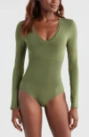 Pinsy Butter Sculpt V-neck Bodysuit In Green
