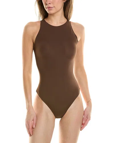 Pinsy High-neck Thong Shapewear Bodysuit In Brown