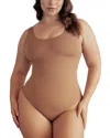 Pinsy Scoop Neck Hourglass Shapewear Cheeky Bodysuit In Camel