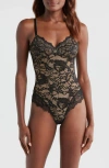 Pinsy Shaping Lace Shapewear Bodysuit In Black