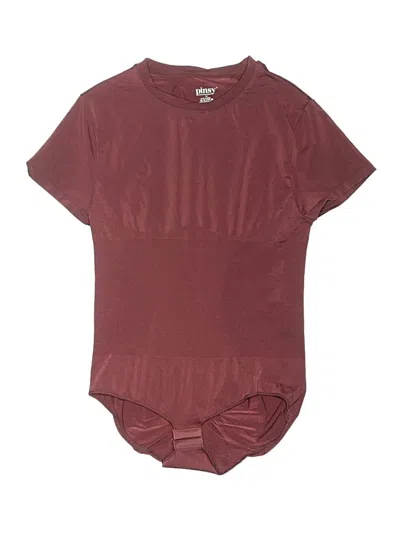 Pre-owned Pinsy Short Sleeve Top Burgundy Crew Neck Tops