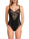Pinsy Smoothing Lace Shapewear Bodysuit In Black