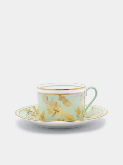 Pinto Paris Envol Hand-painted Porcelain Teacup And Saucer  Abask Luxury Gift In Black