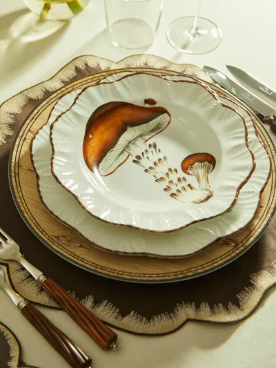 Pinto Paris Les Champignons Hand-painted Porcelain Soup Plates (set Of 6)  Abask Gift Set