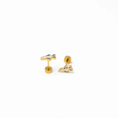 Pip Pop Kids'  Airplane Stud Earrings In Metallic