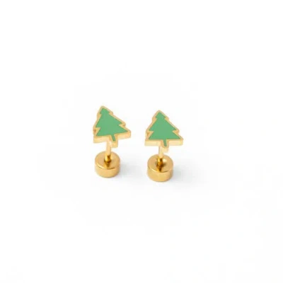 Pip Pop Kids'  Christmas Tree Stud Earrings In Green