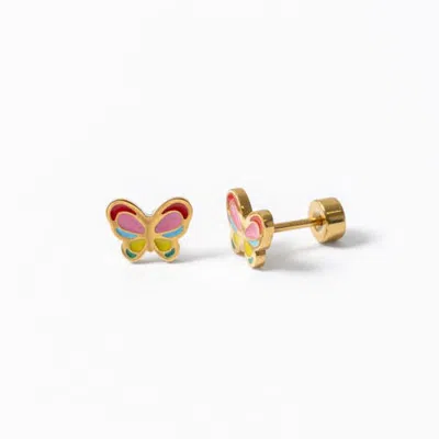 Pip Pop Kids'  Colorful Butterfly Hypoallergenic Flatback Stud Earrings In Multi