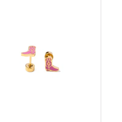 Pip Pop Kids'  Cowboy Boot Stud Earrings In Gold