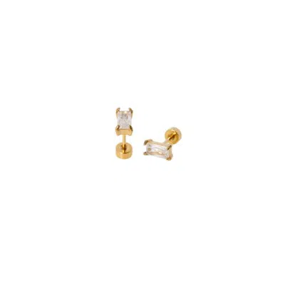 Pip Pop Kids'  Diamond Baguette Hypoallergenic Flatback Stud Earrings In Multi